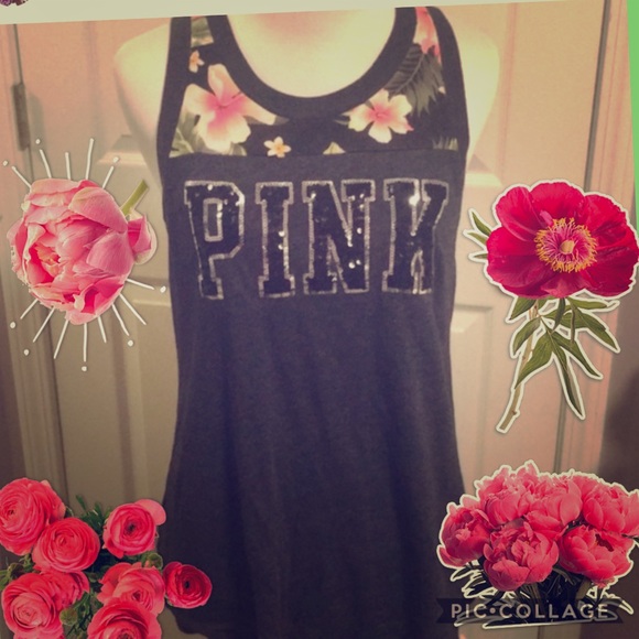PINK Victoria's Secret Tops - PINK🌺 Floral Sequins Tank